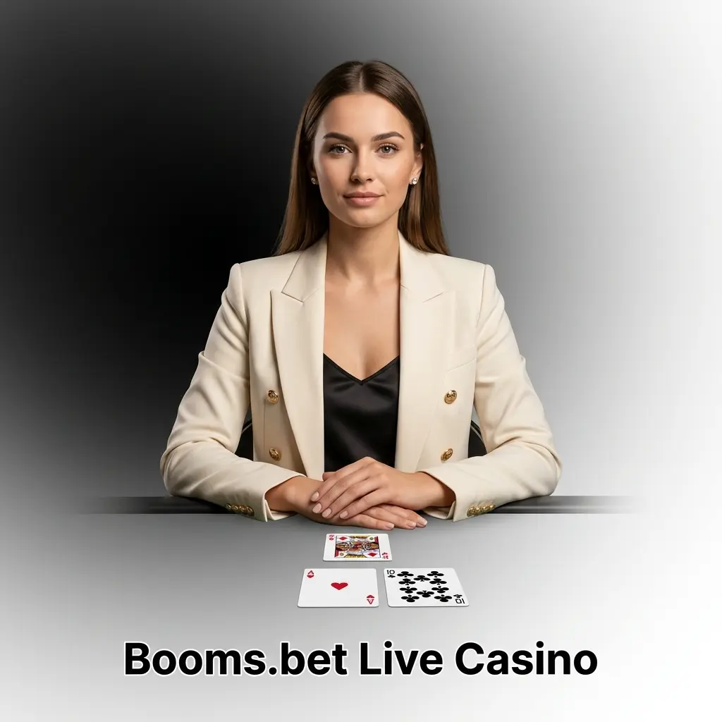 Live casino croupier aan tafel bij Booms.bet