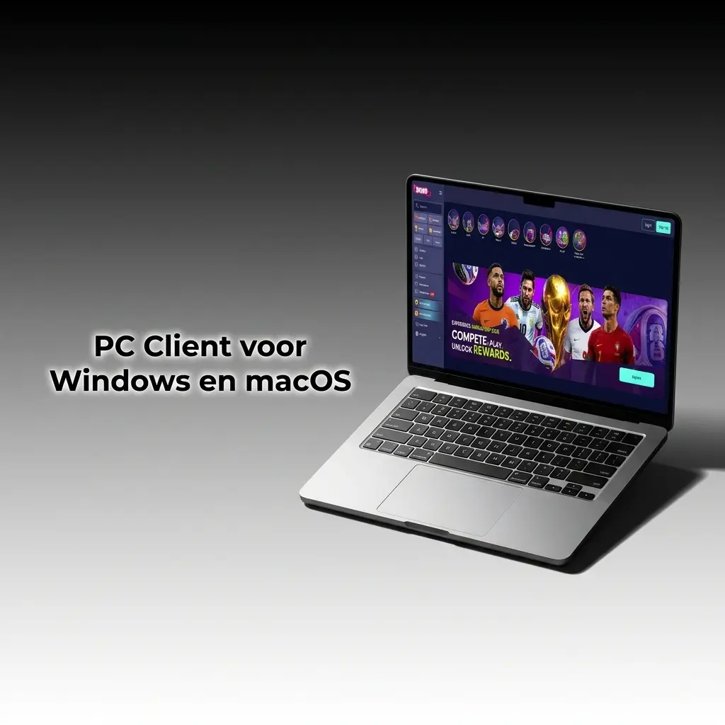 Booms.bet website in een browser zonder aparte PC client